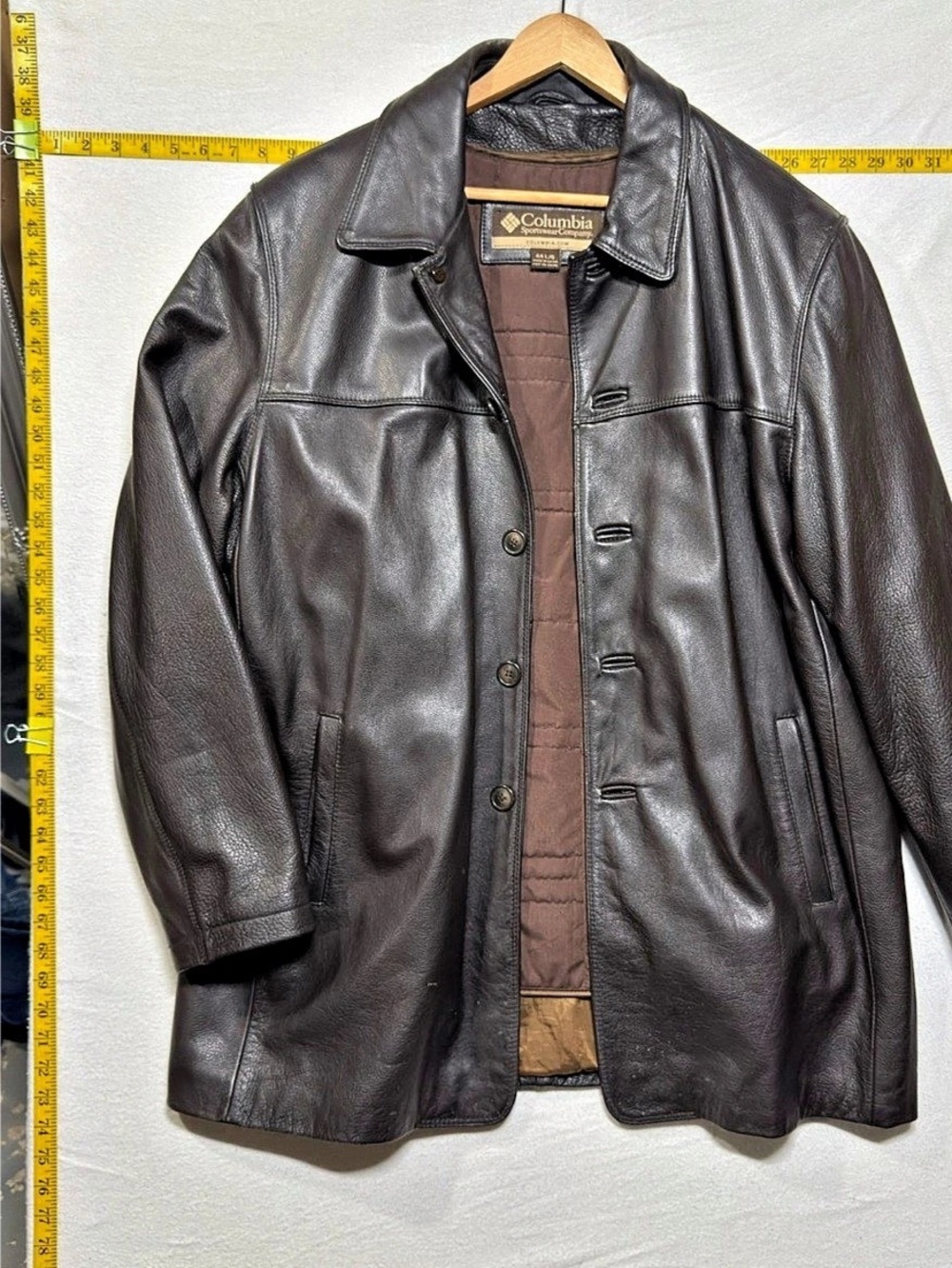 Columbia Men's Leather Jacket in Brown Like New